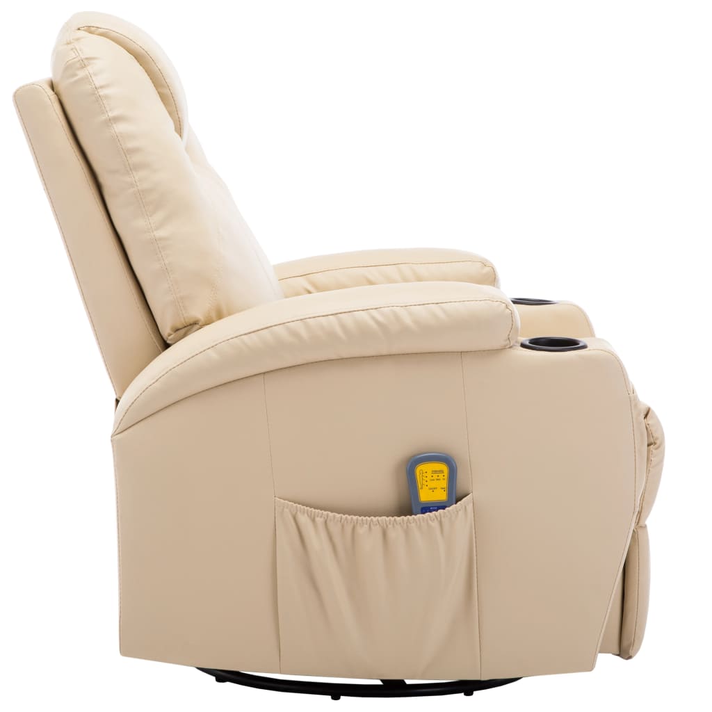 Fauteuil de massage à bascule simili cuir couleur crème