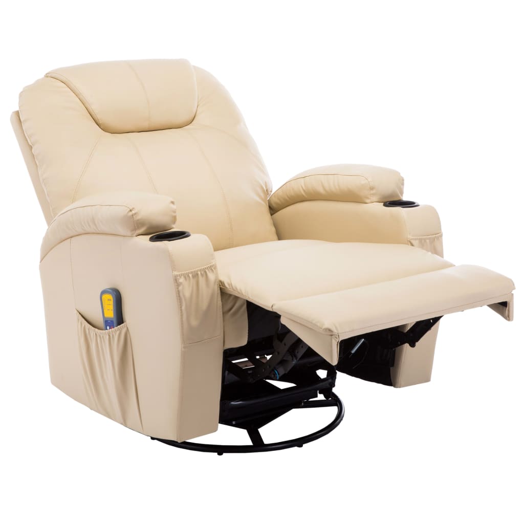 Fauteuil de massage à bascule simili cuir couleur crème