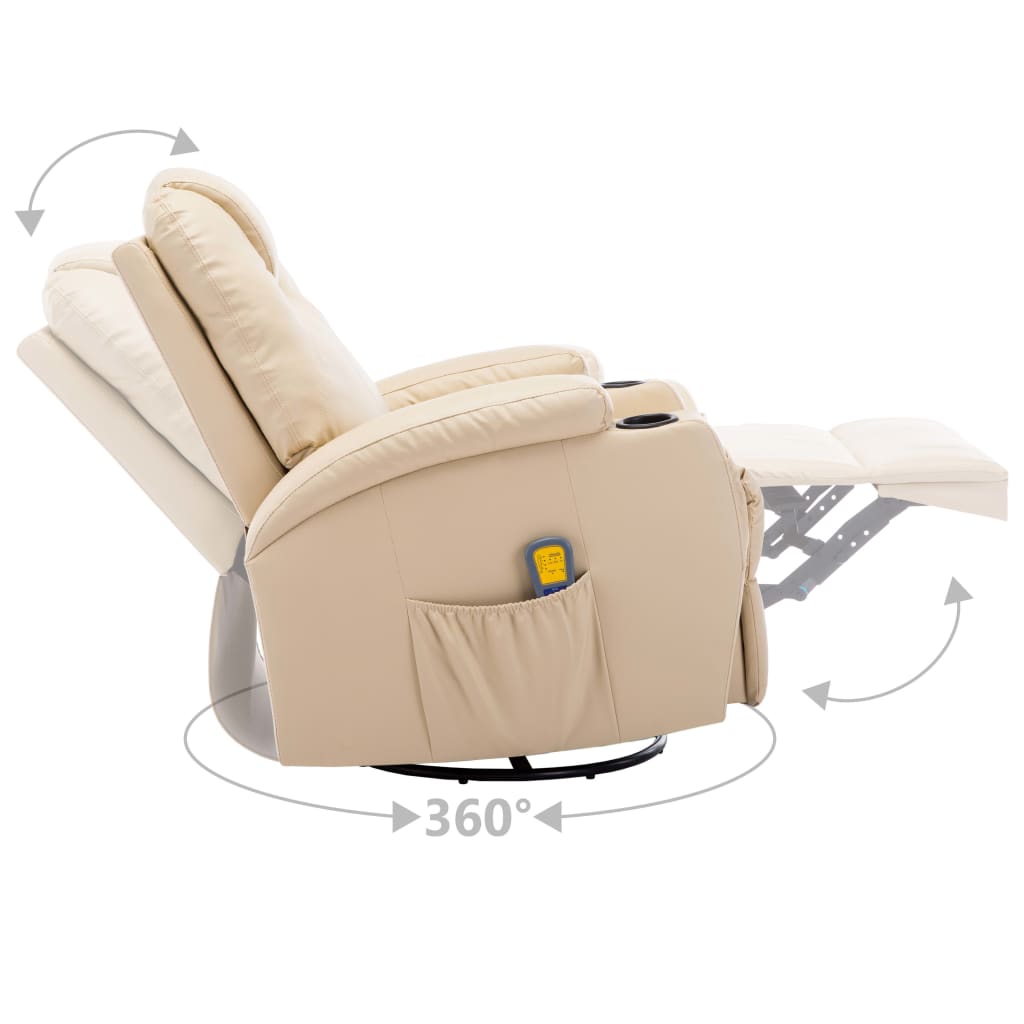 Fauteuil de massage à bascule simili cuir couleur crème