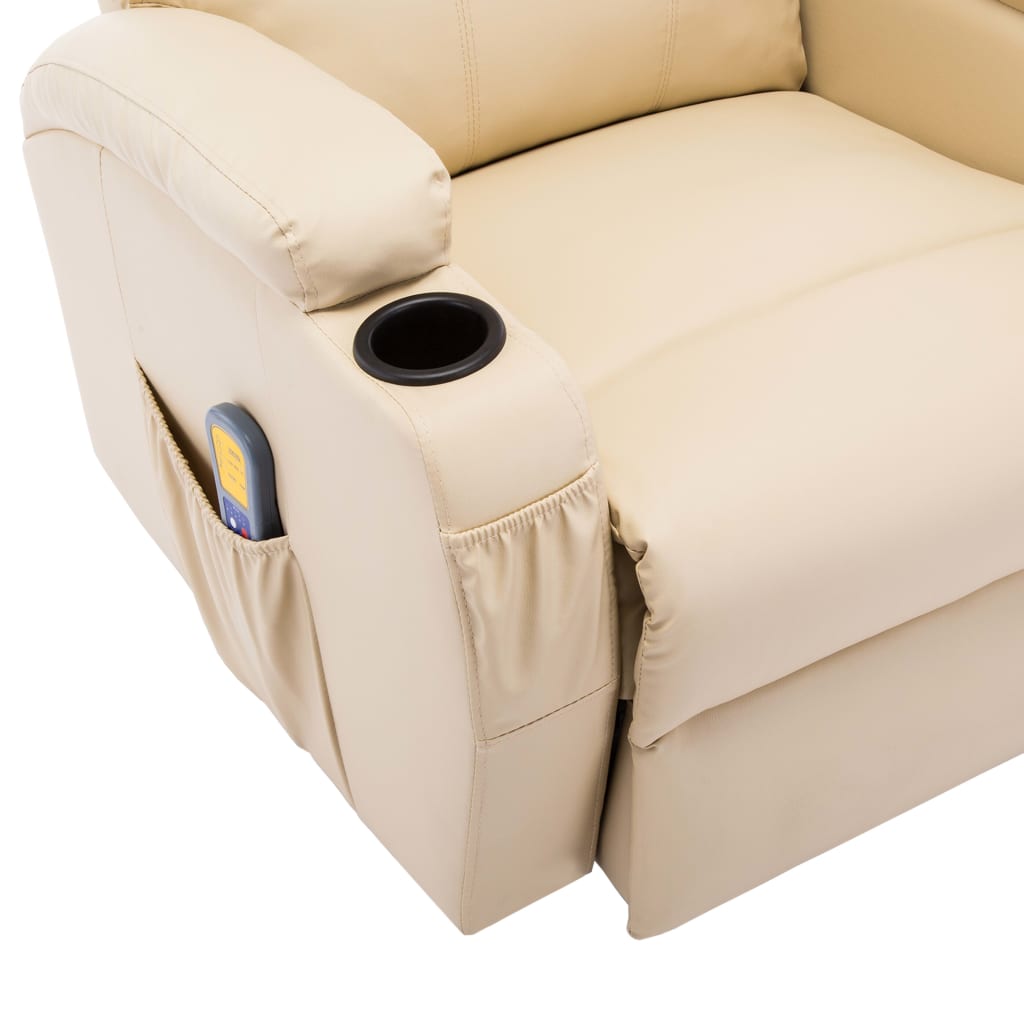 Fauteuil de massage à bascule simili cuir couleur crème