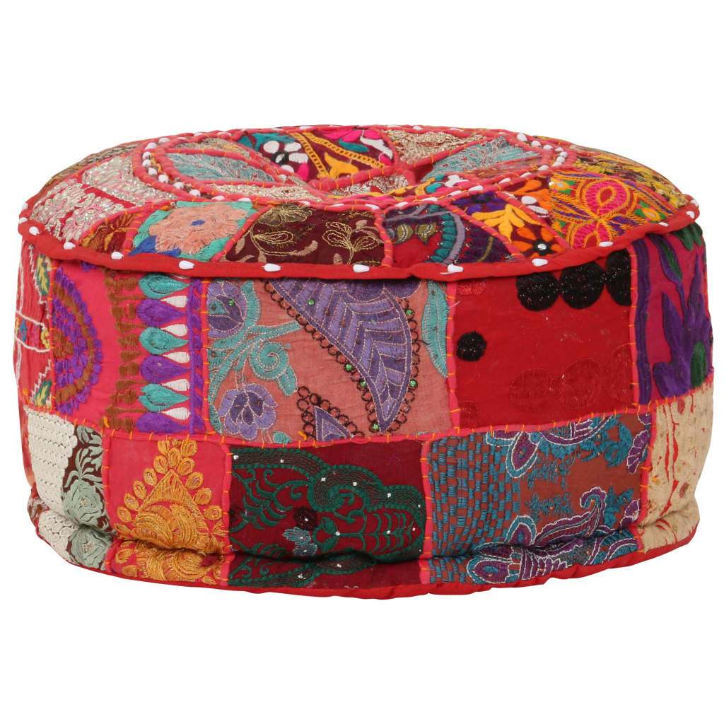 Pouf patchwork rond fait main 40x20 cm coton