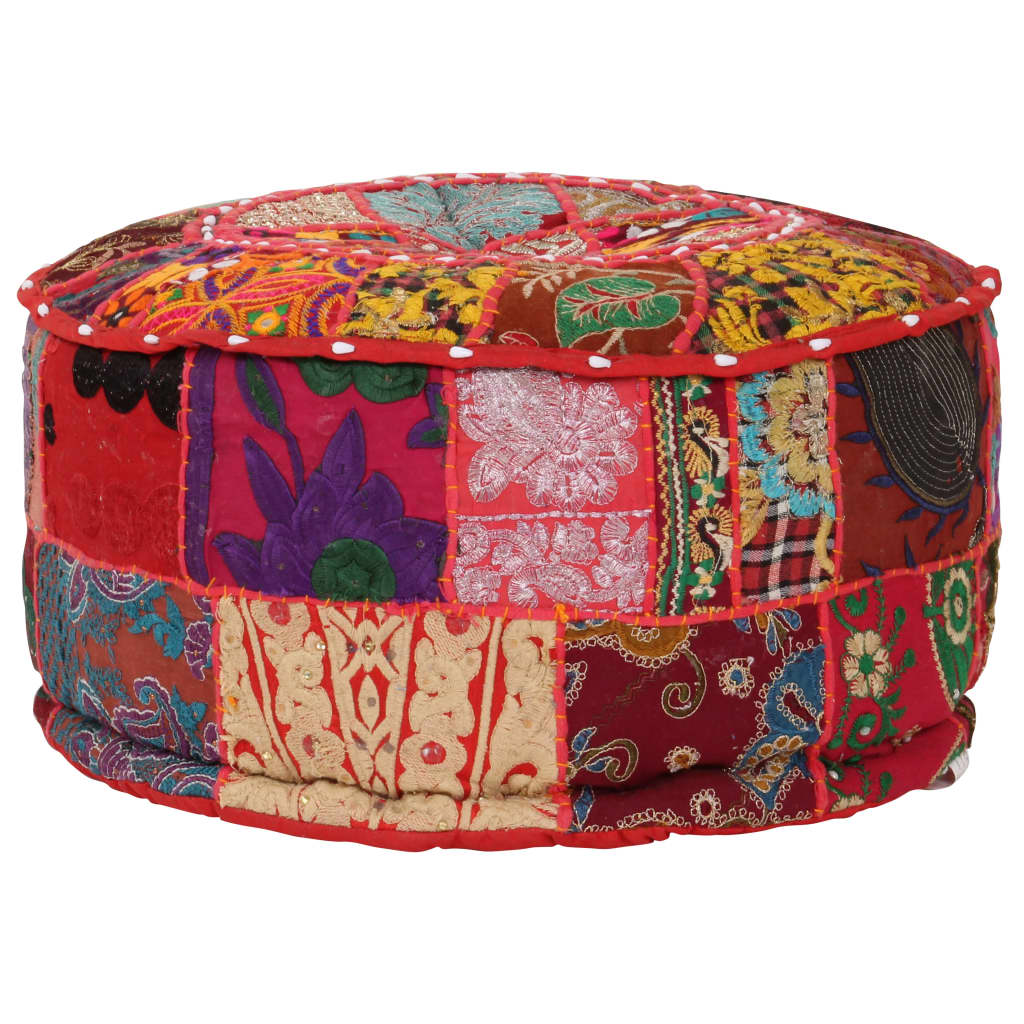 Poef patchwork rond handgemaakt 40x20 cm katoen