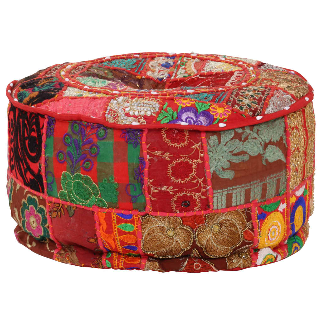 Pouf patchwork rond fait main 40x20 cm coton