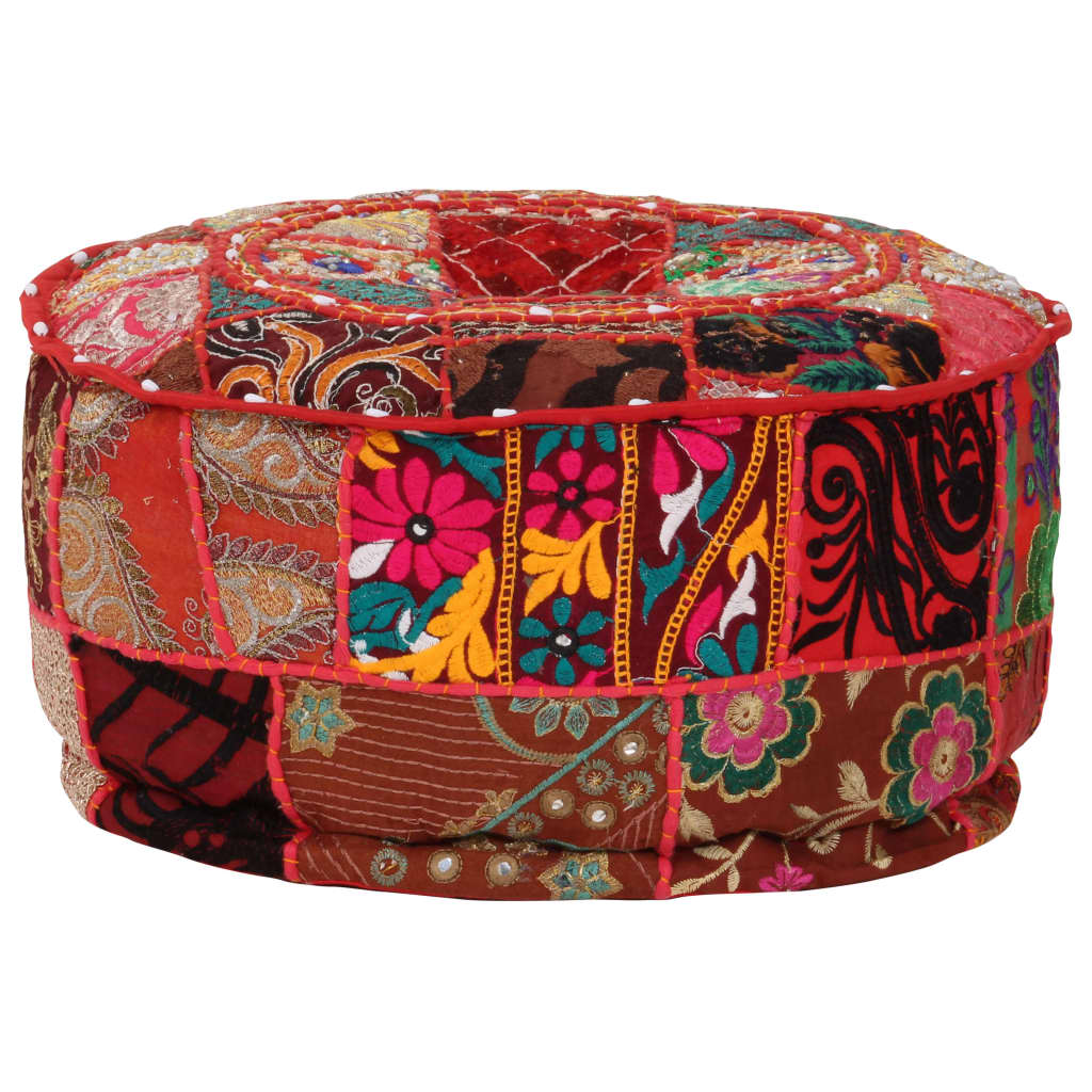 Pouf patchwork rond fait main 40x20 cm coton