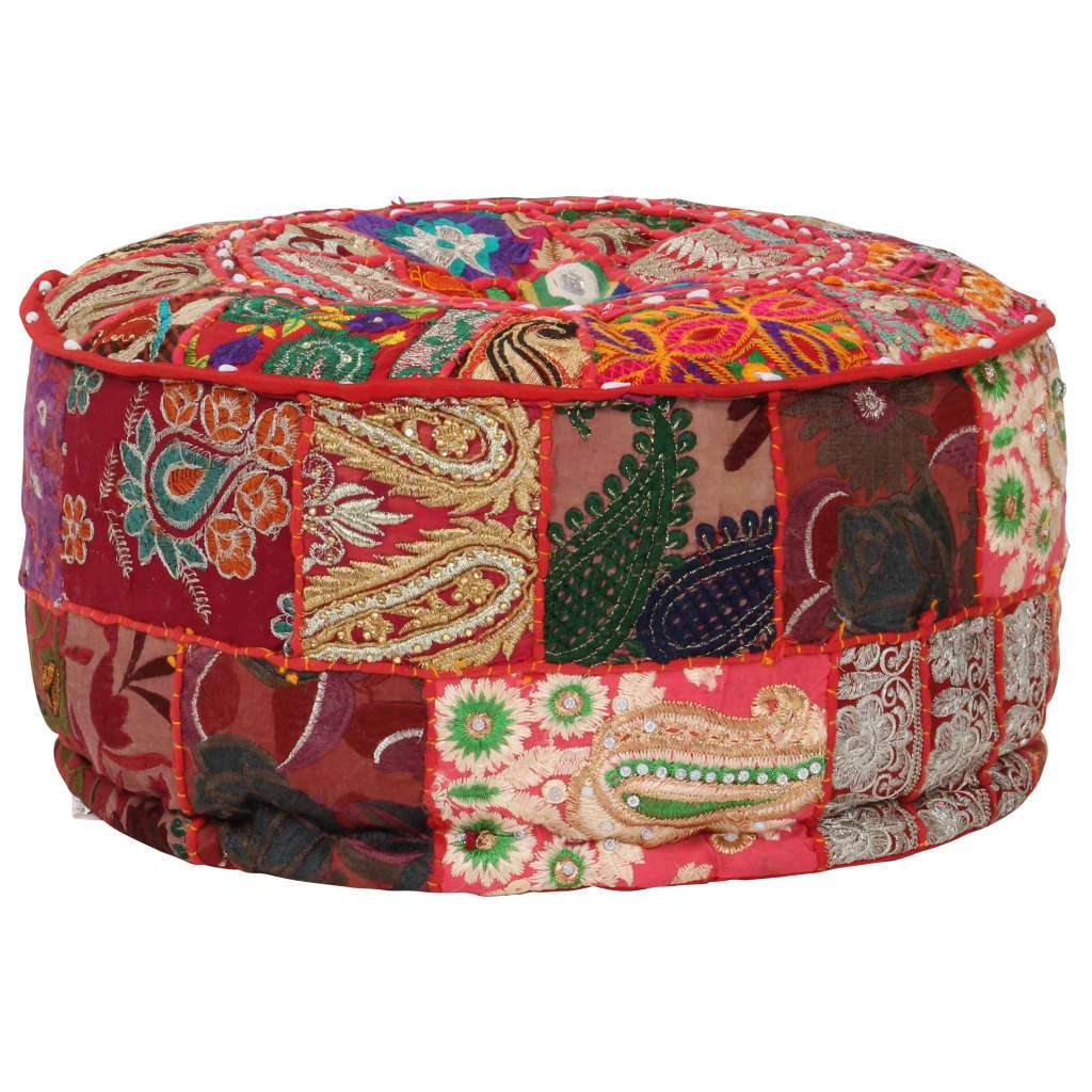 Pouf patchwork rond fait main 40x20 cm coton