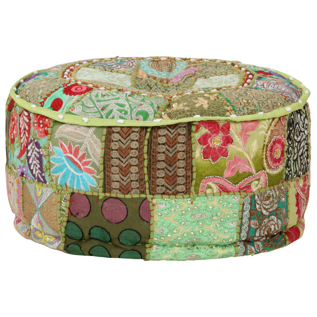 Pouf patchwork rond fait main 40x20 cm coton