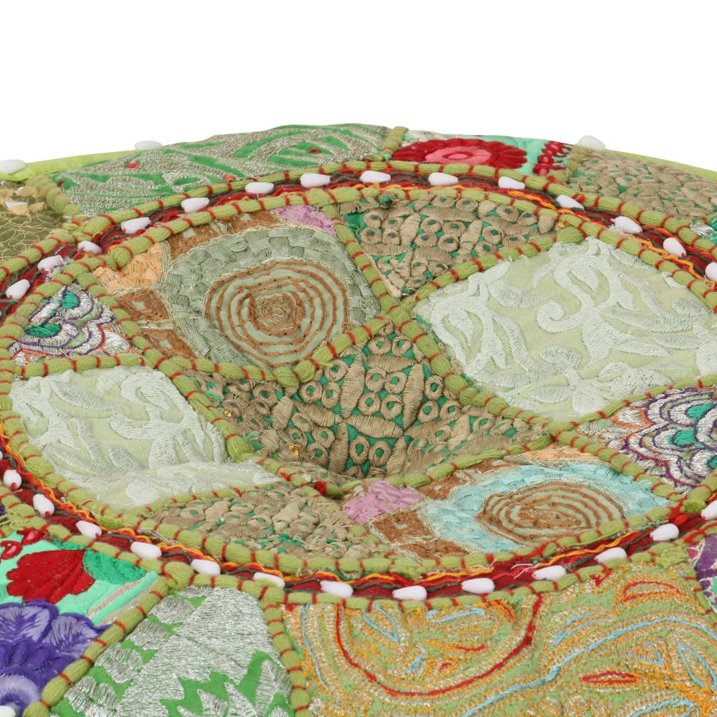 Poef patchwork rond handgemaakt 40x20 cm katoen