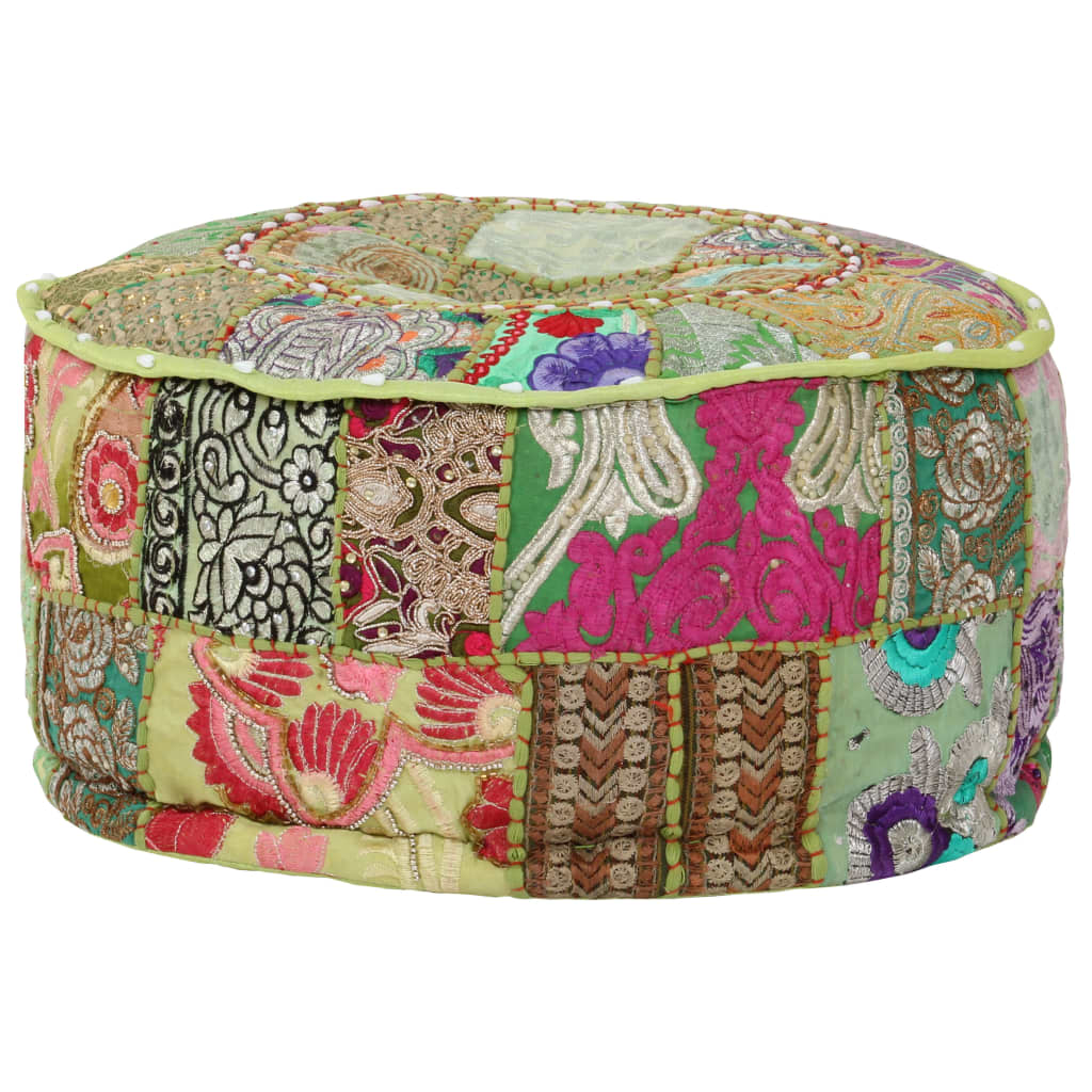 Pouf patchwork rond fait main 40x20 cm coton