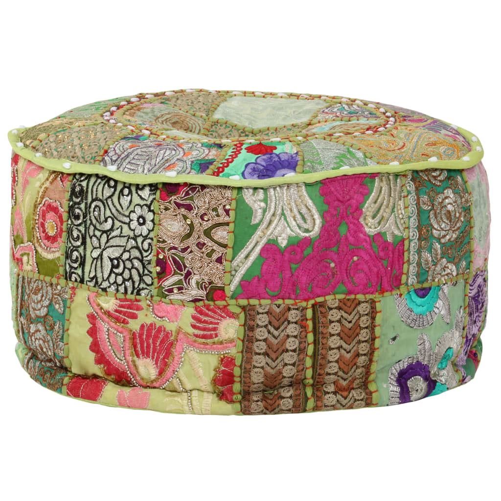 Poef patchwork rond handgemaakt 40x20 cm katoen