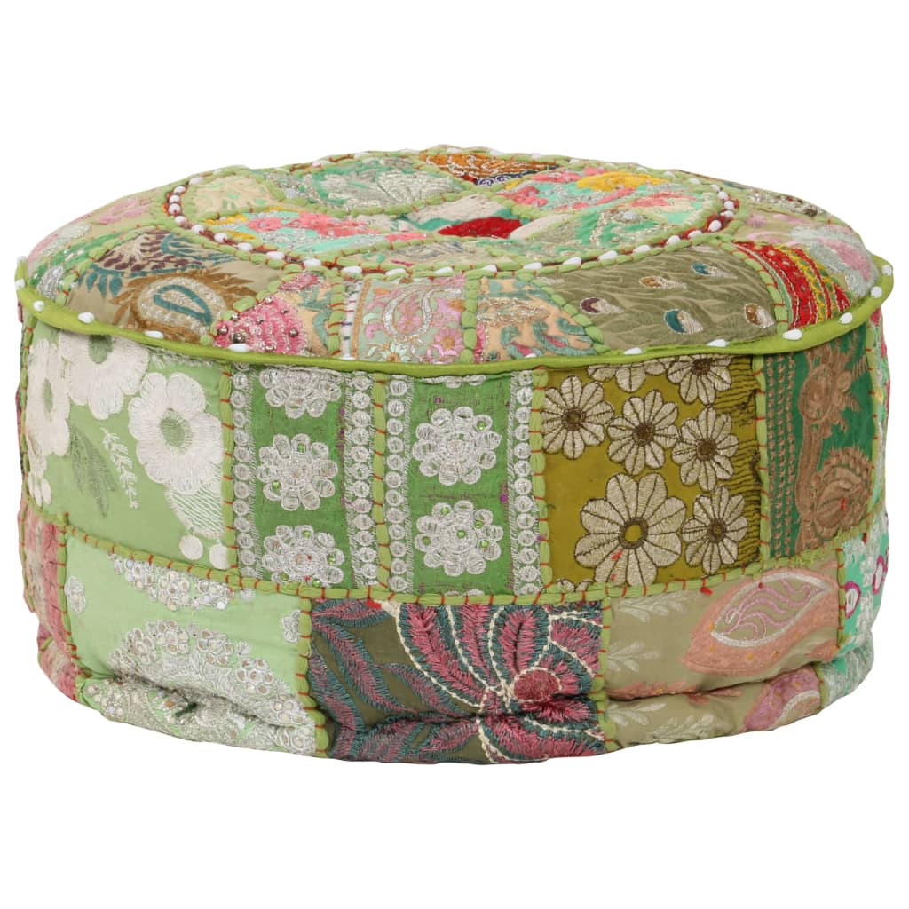 Pouf patchwork rond fait main 40x20 cm coton