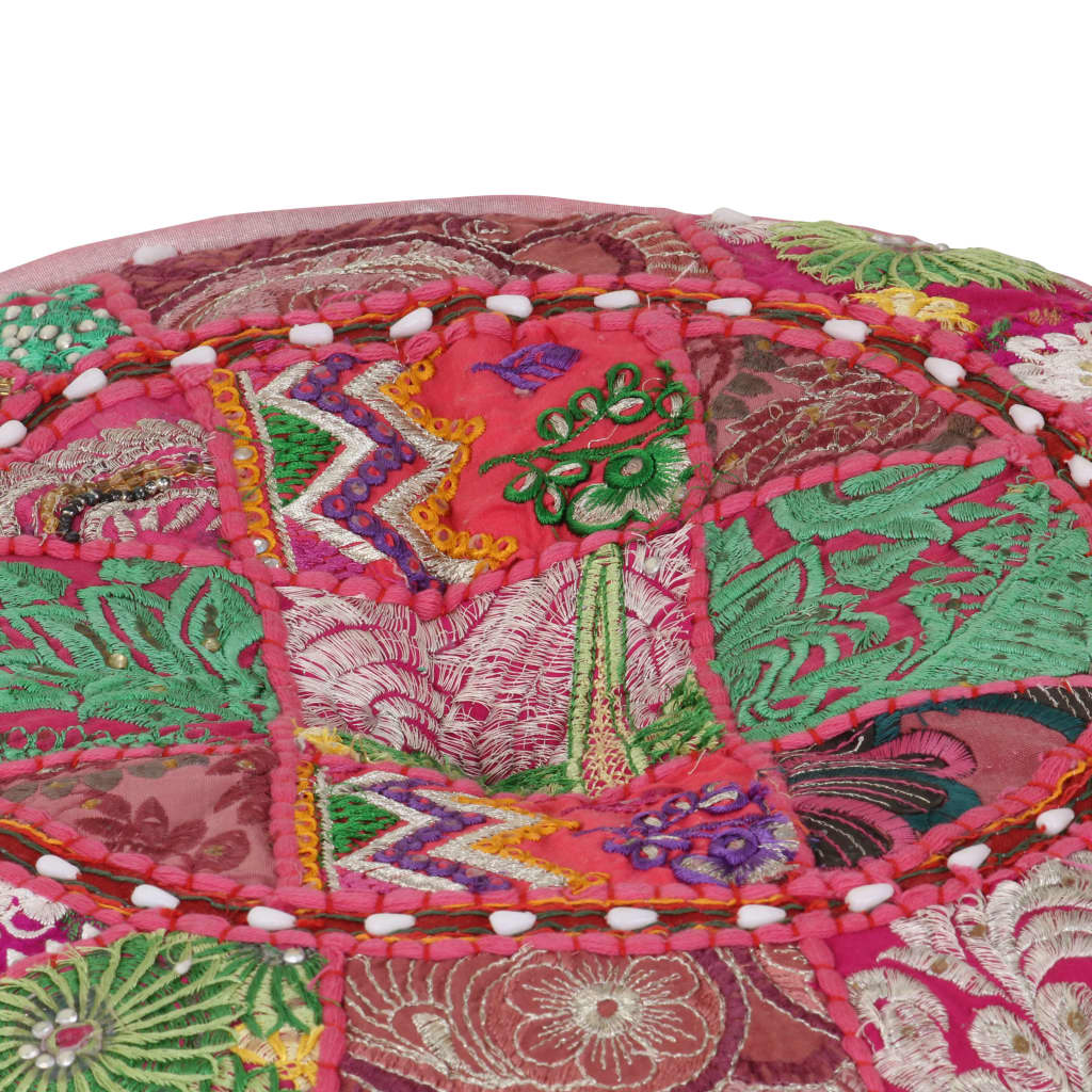 Pouf patchwork rond fait main 40x20 cm coton