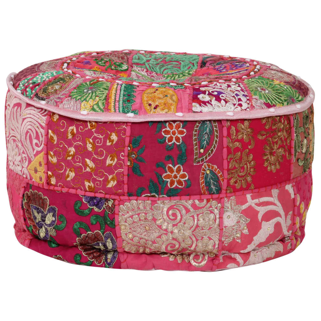 Pouf patchwork rond fait main 40x20 cm coton