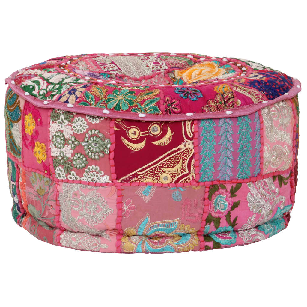 Pouf patchwork rond fait main 40x20 cm coton