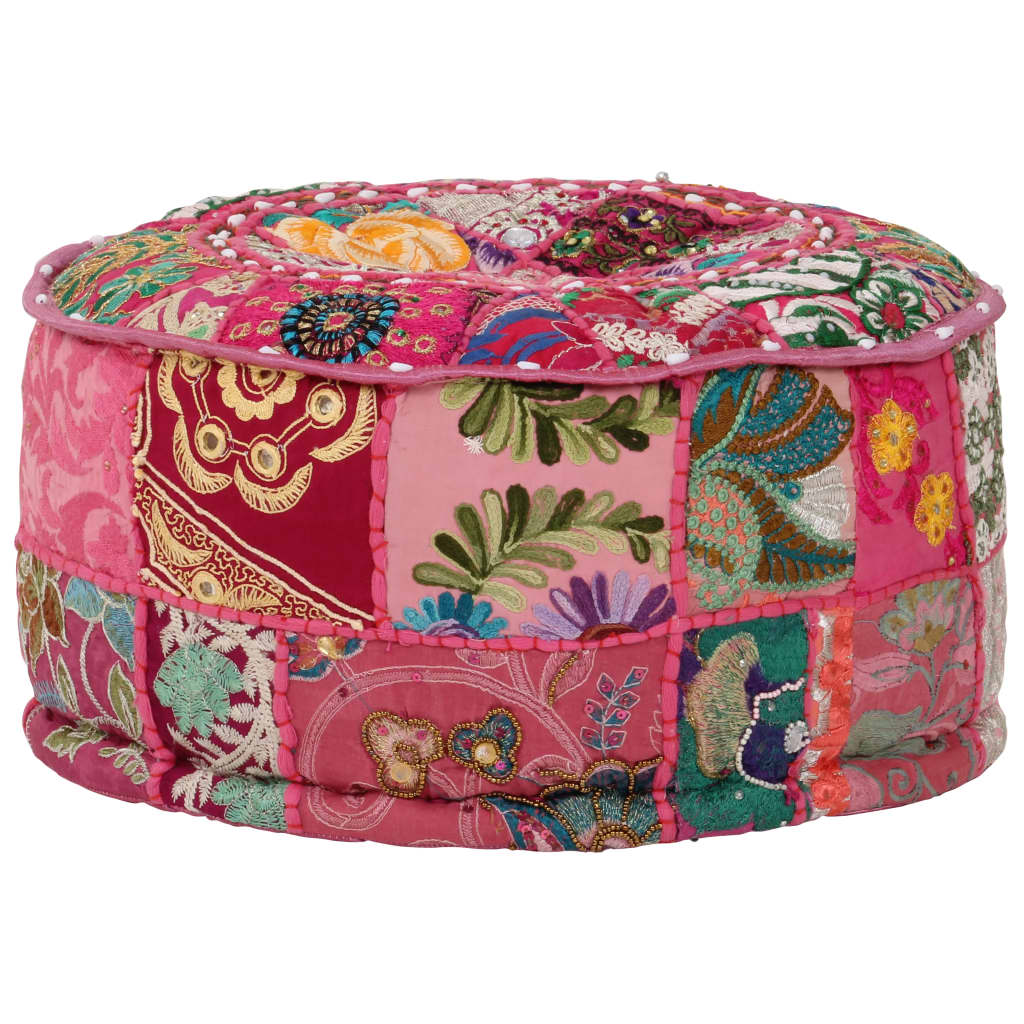 Pouf patchwork rond fait main 40x20 cm coton