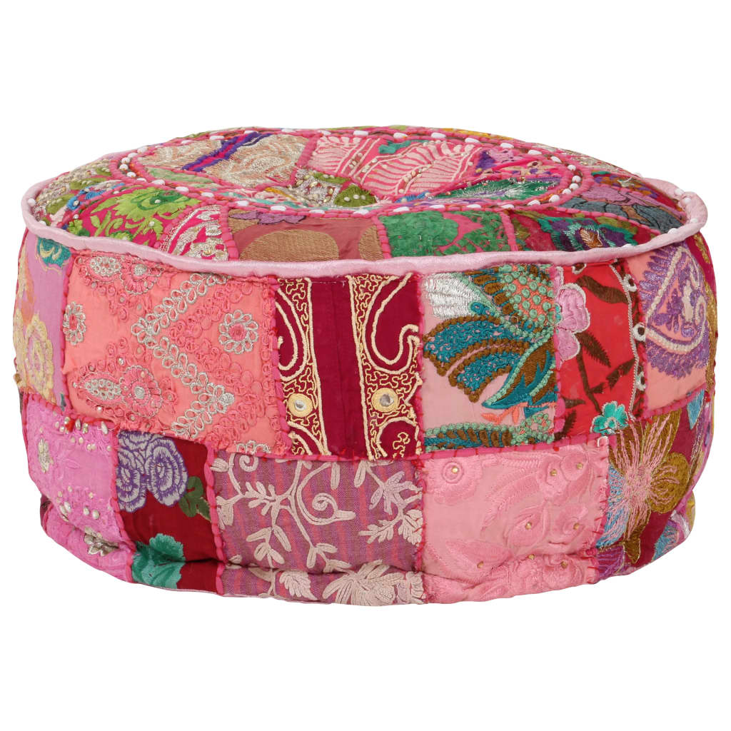 Pouf patchwork rond fait main 40x20 cm coton