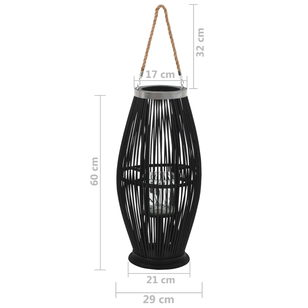 Porte-lanterne suspendu 95 cm bambou noir