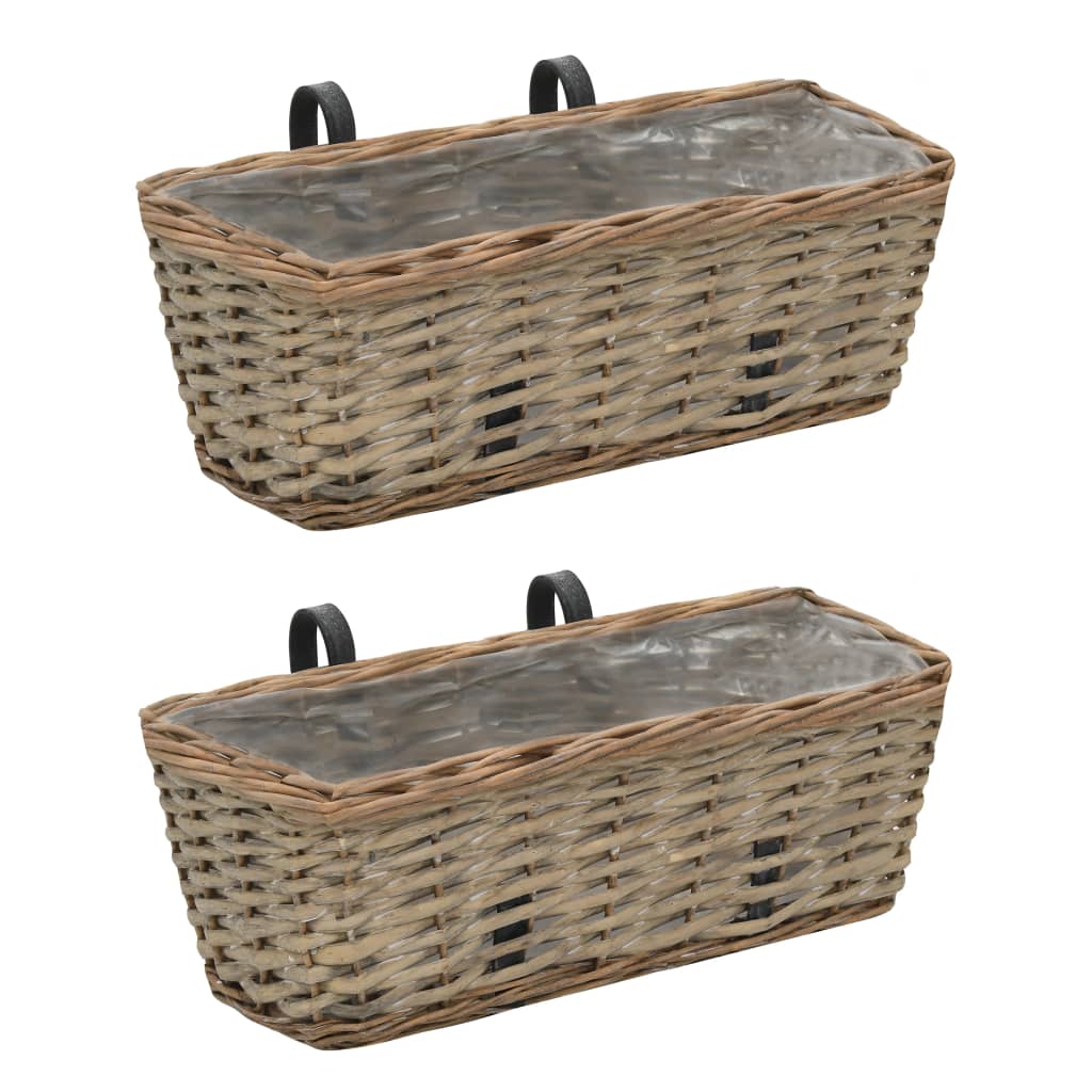 Balkonbakken 2 st 60 cm wicker met PE-voering