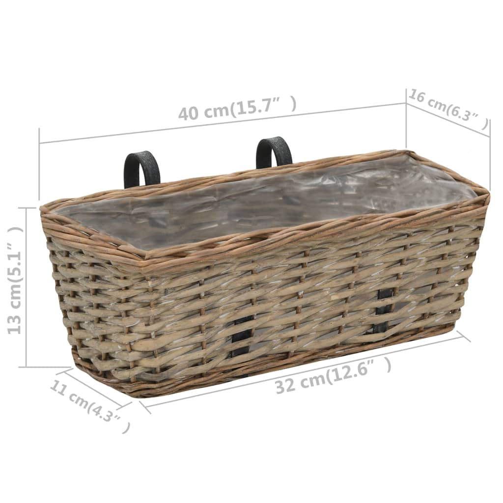 Balkonbakken 2 st 60 cm wicker met PE-voering