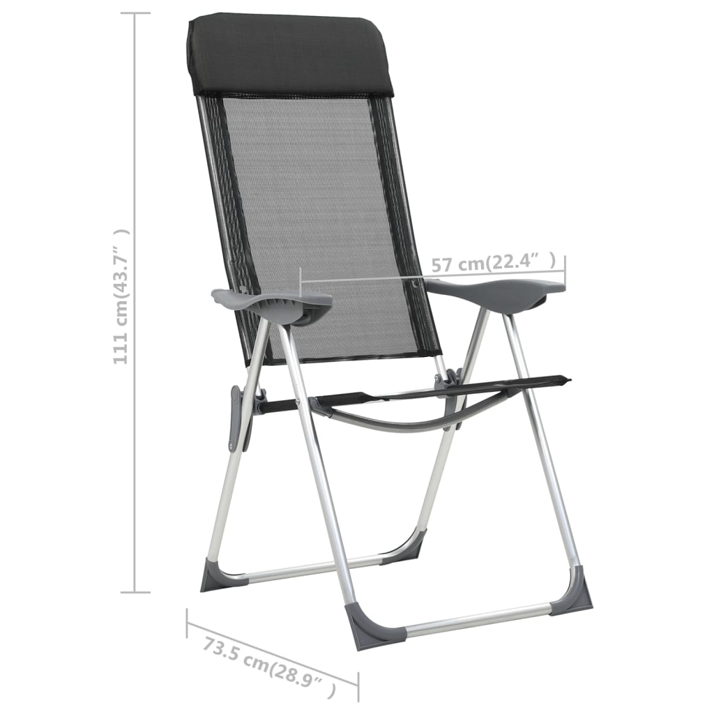 Chaises de camping pliantes en aluminium 2 pcs