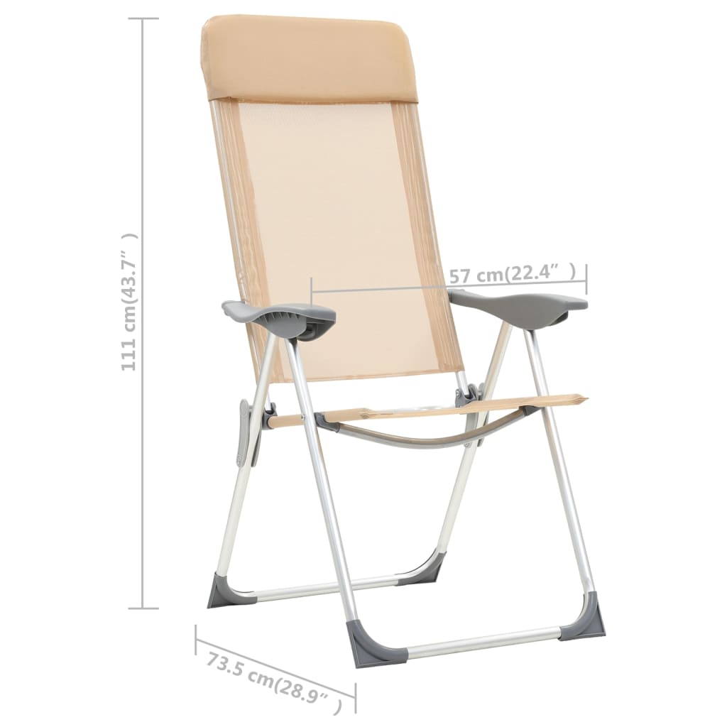 Chaises de camping pliantes en aluminium 2 pcs