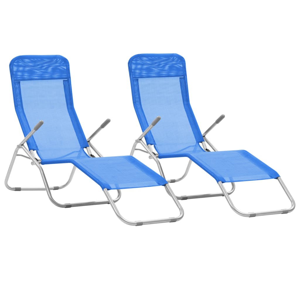 Chaises longues pliables 2 pcs textilène