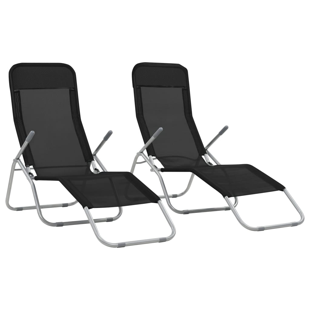 Chaises longues pliables 2 pcs textilène