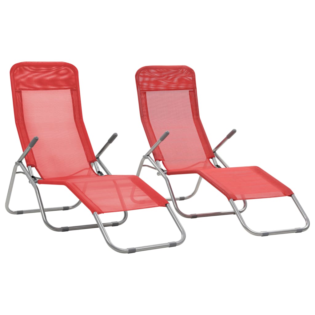 Chaises longues pliables 2 pcs textilène