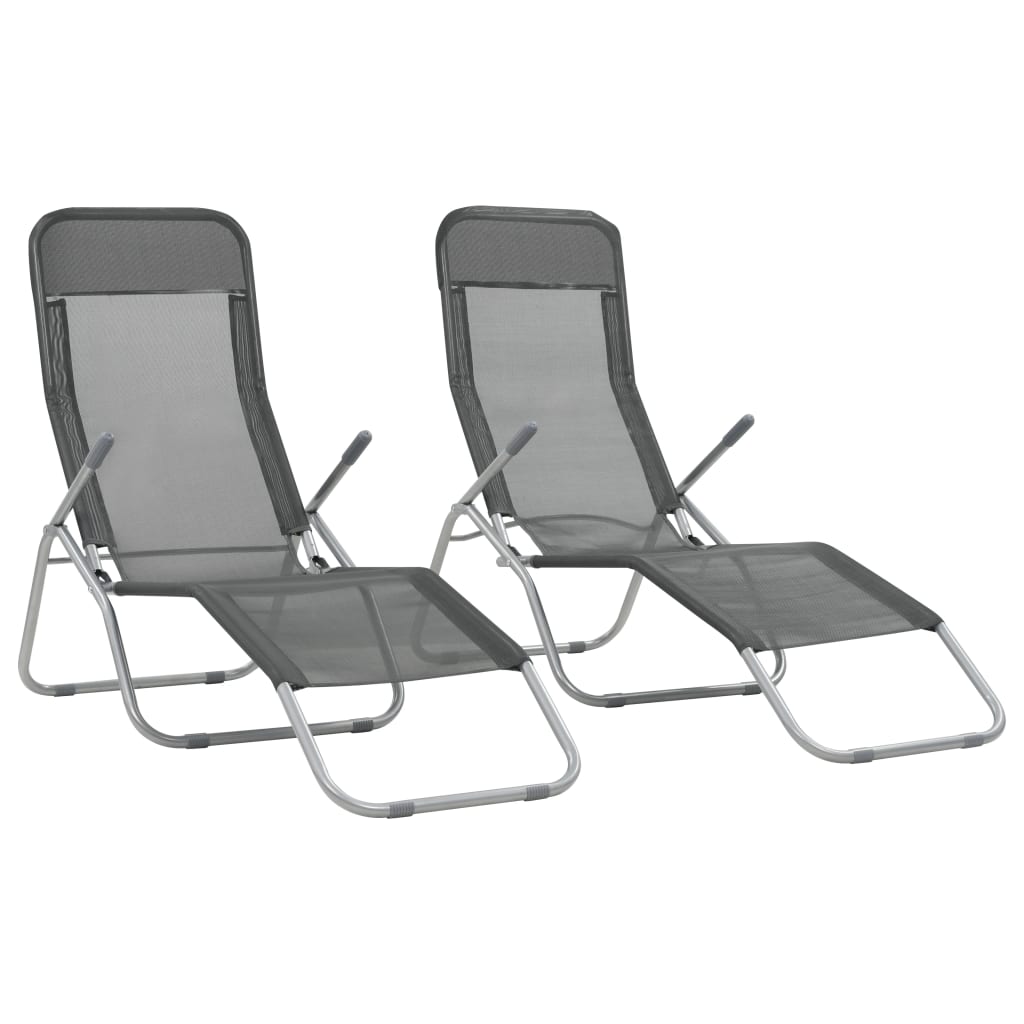 Chaises longues pliables 2 pcs textilène