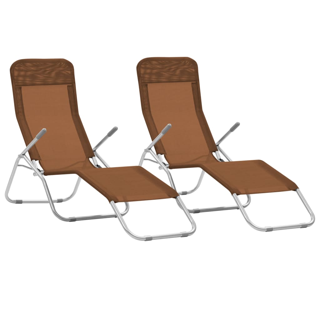 Chaises longues pliables 2 pcs textilène