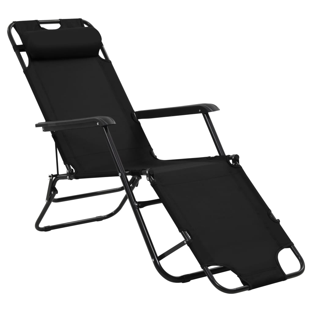 Chaises longues pliables 2 pcs avec repose-pieds en acier