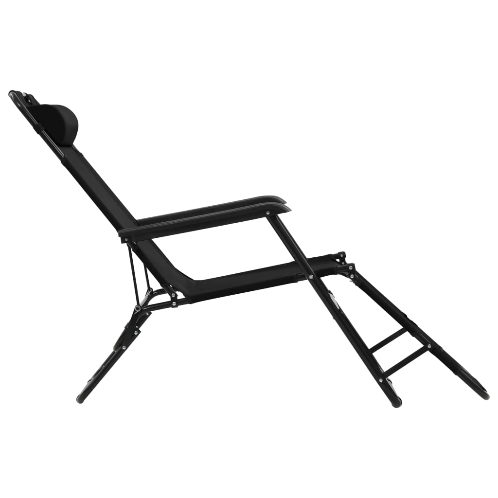 Chaises longues pliables 2 pcs avec repose-pieds en acier