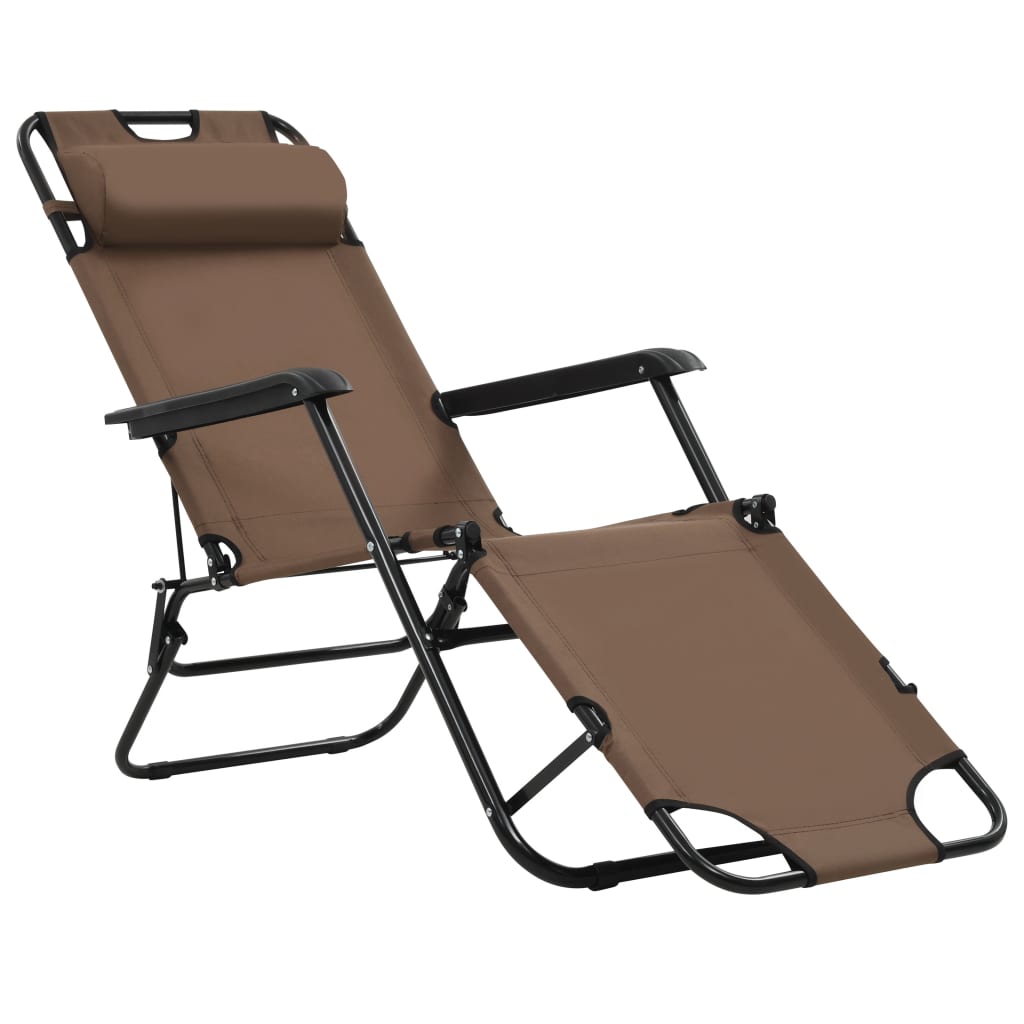 Chaises longues pliables 2 pcs avec repose-pieds en acier