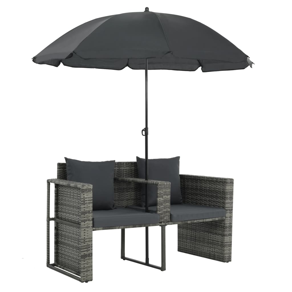 Tuinbed met parasol poly rattan