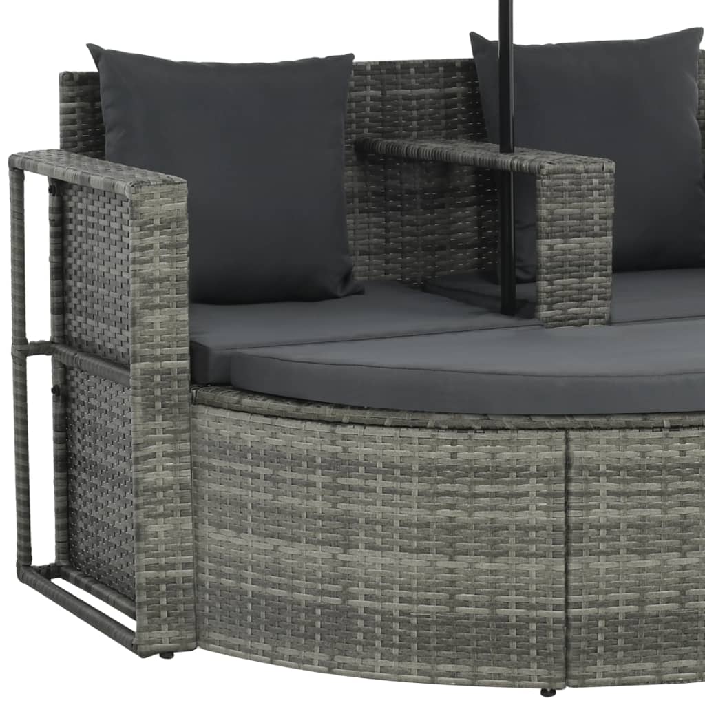 Tuinbed met parasol poly rattan