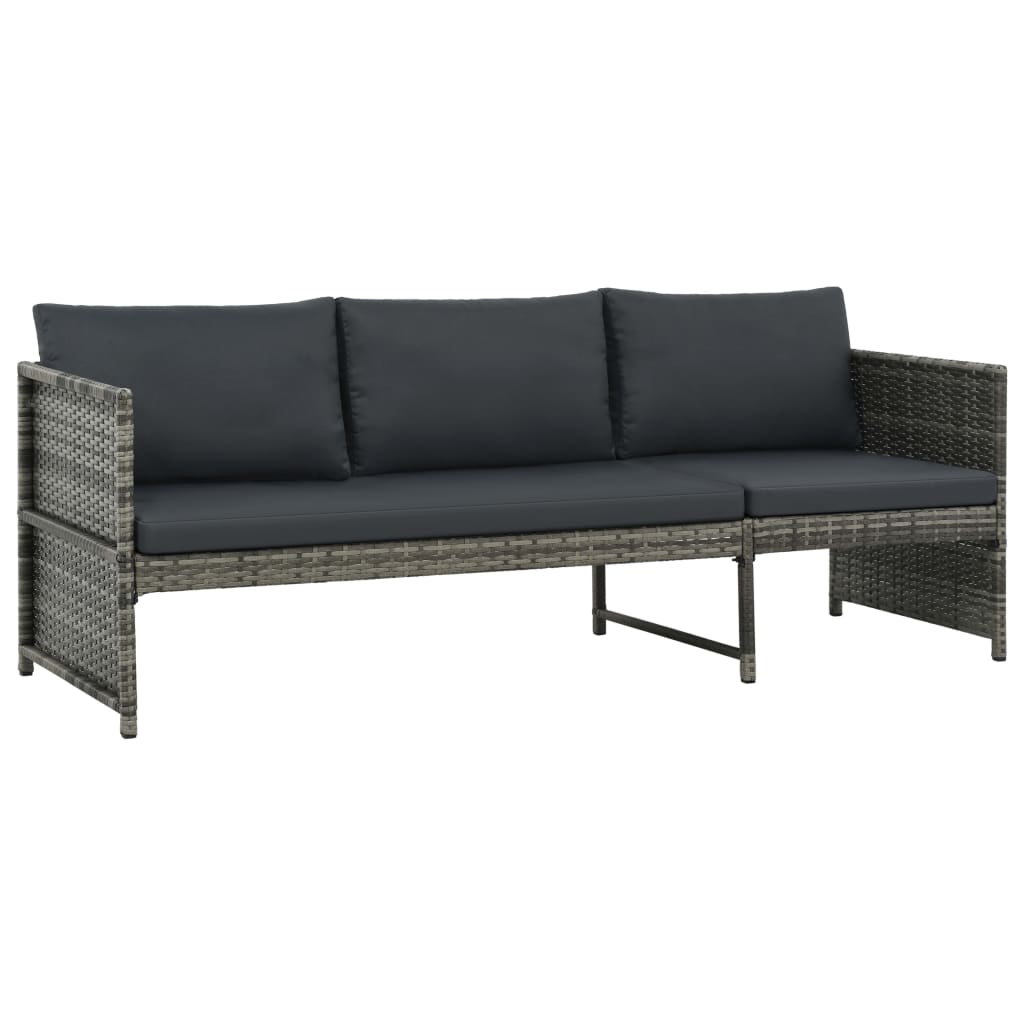 3-delige Loungeset met kussens poly rattan