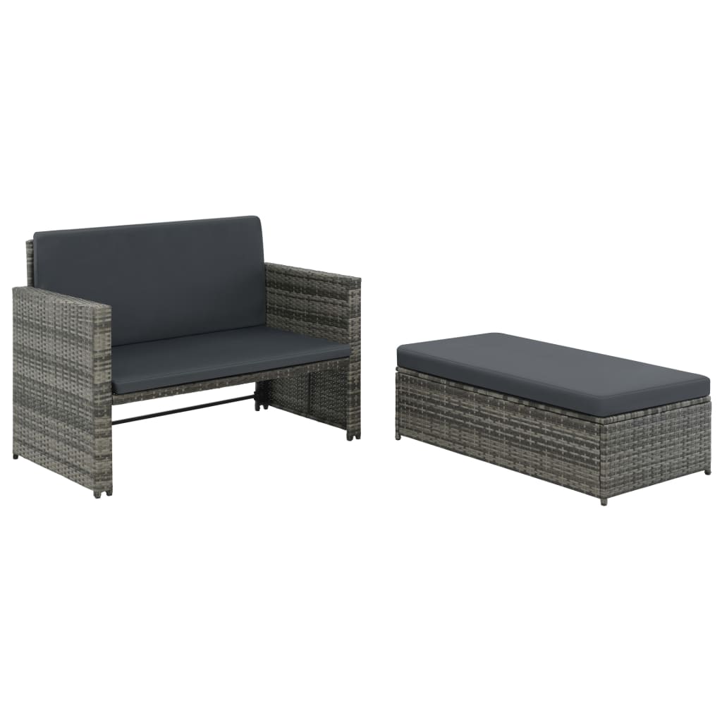 2-delige Loungeset met kussens poly rattan