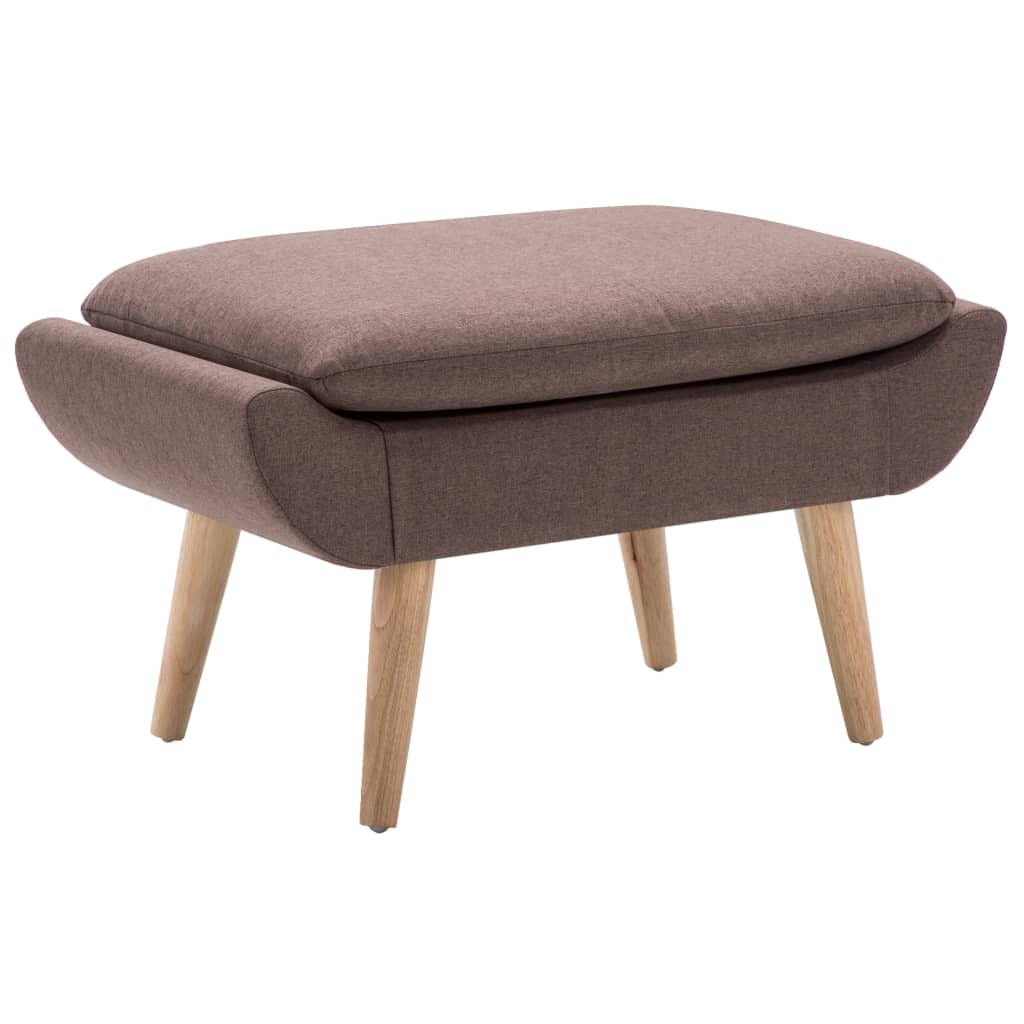 Fauteuil avec repose-pieds en tissu marron