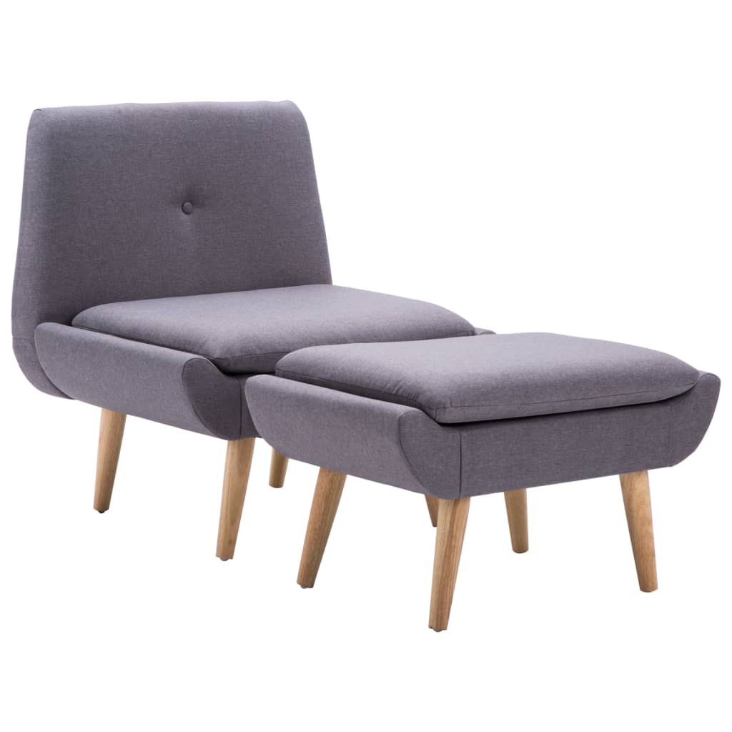 Fauteuil avec repose-pieds en tissu marron