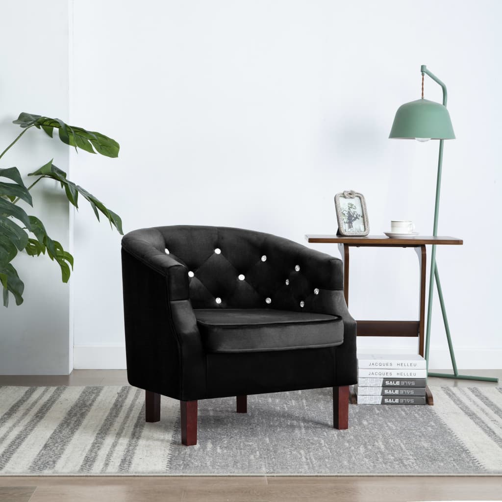 Fauteuil fluweel zwart