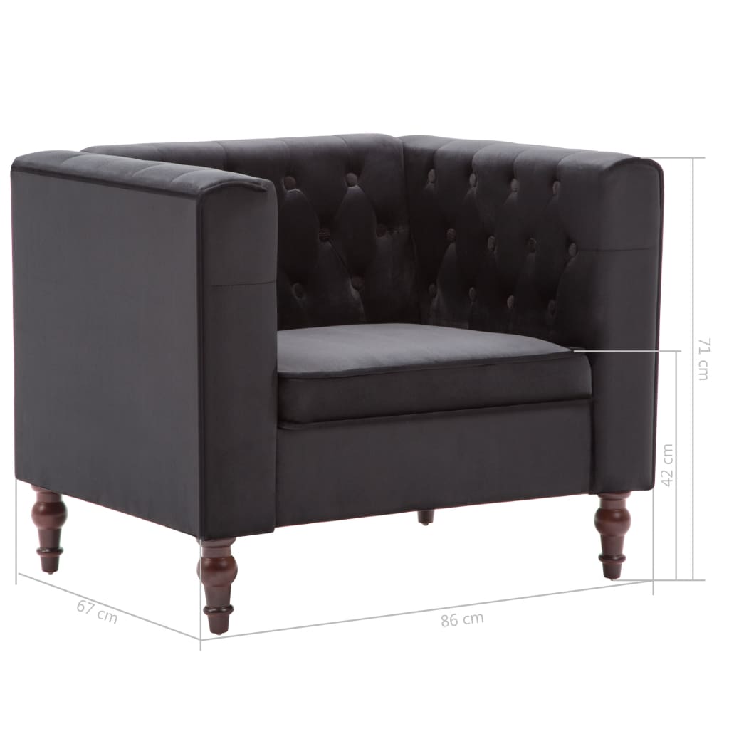 Fauteuil en velours noir