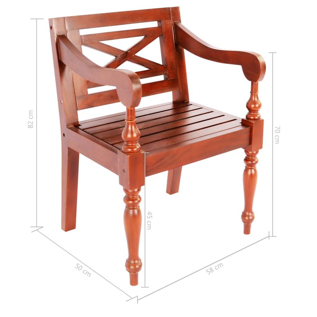 Chaises Batavia 2 pcs en acajou massif