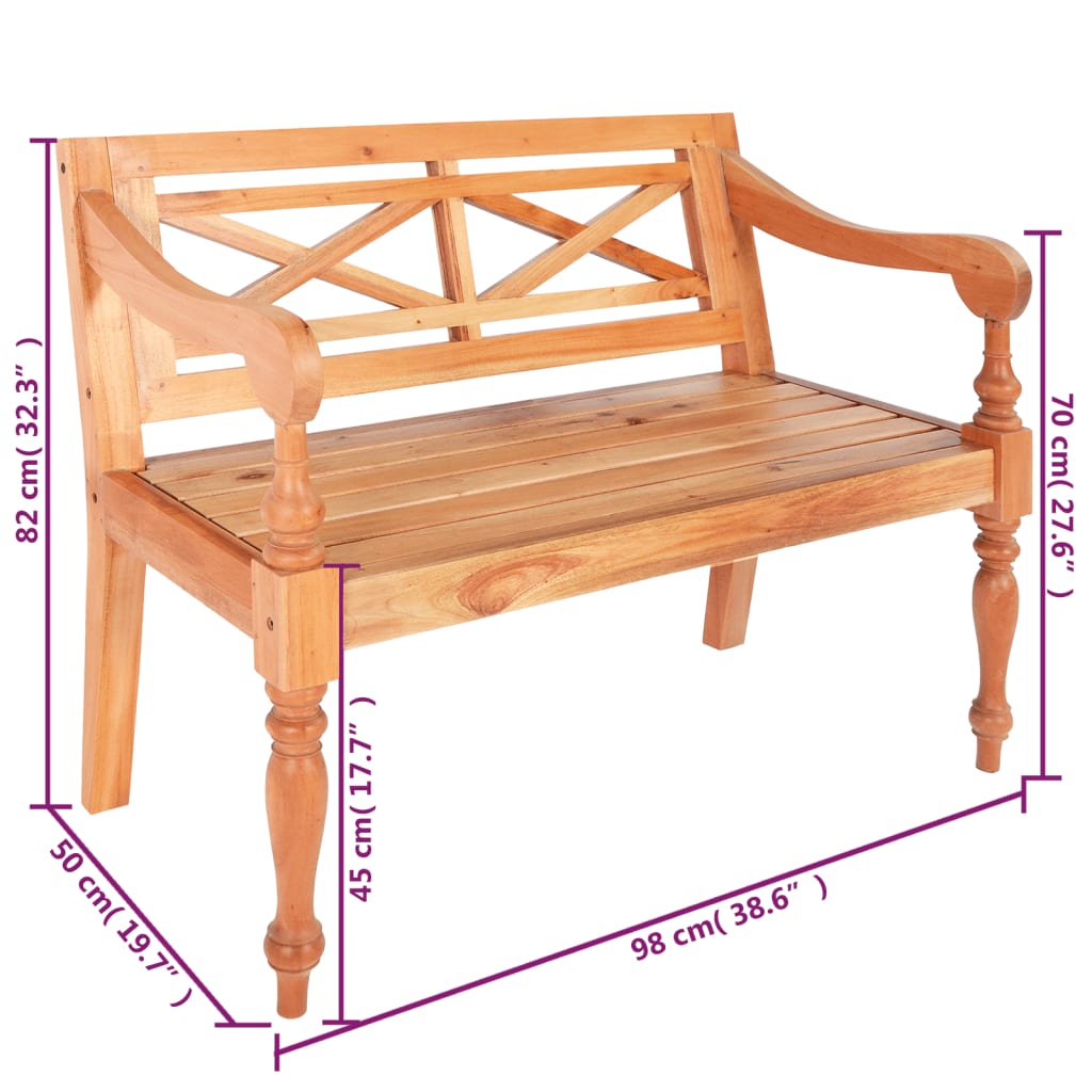 Canapé Batavia 123 cm en acajou massif