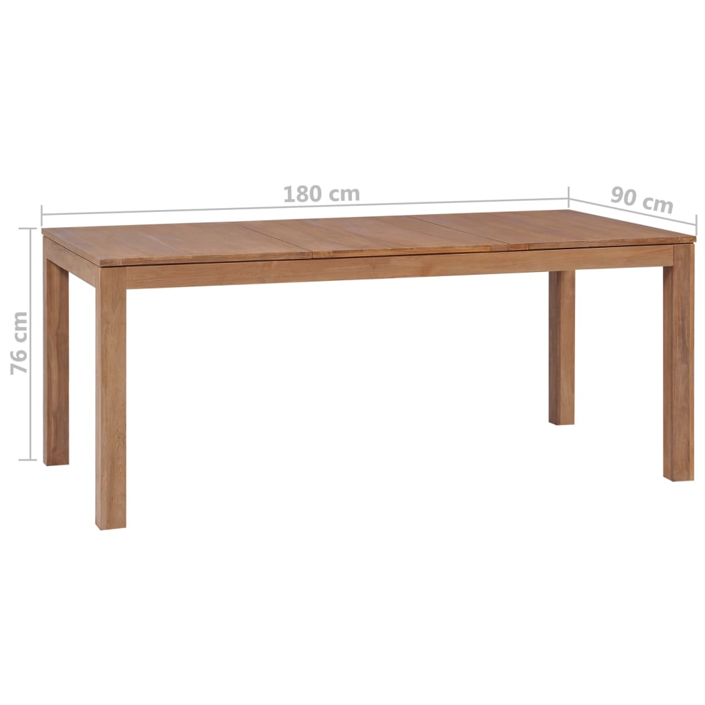 Table à manger 180x90x76 cm en bois de teck finition naturelle