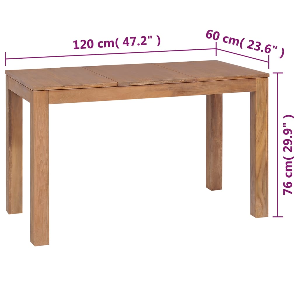 Eettafel 180x90x76 cm teakhout met natuurlijke afwerking