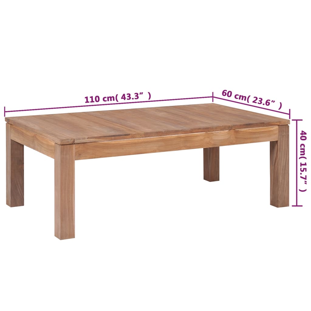 Table basse 60x60x40 cm en bois de teck finition naturelle