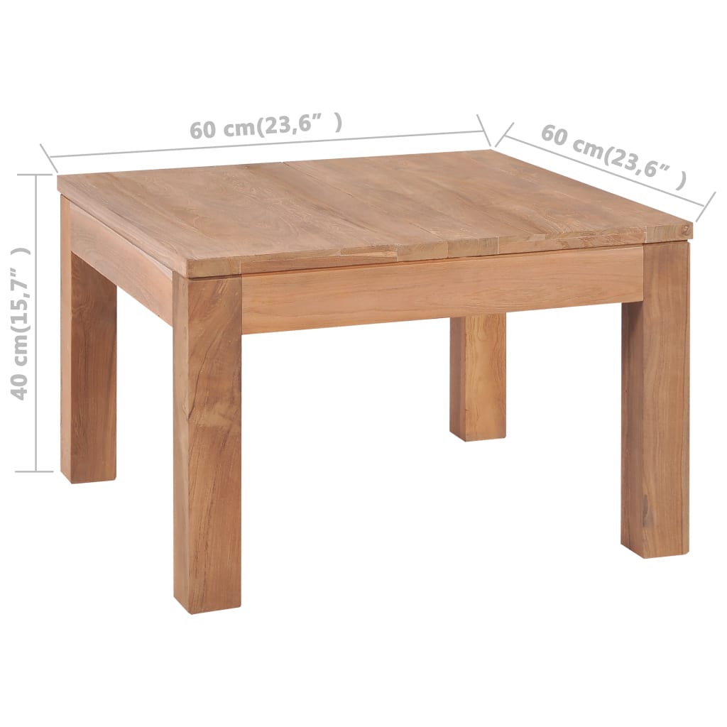 Table basse 60x60x40 cm en bois de teck finition naturelle