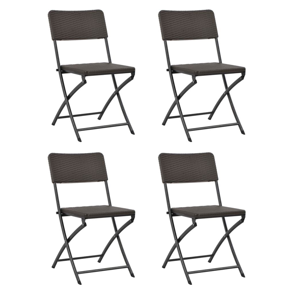 Chaises de jardin pliantes 4 pcs HDPE et acier marron