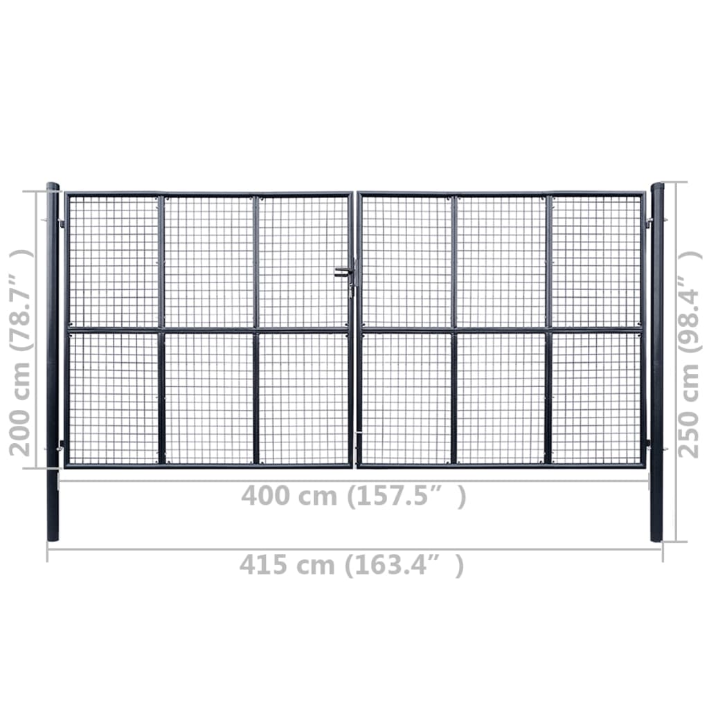 Gaaspoort 400x200 cm gegalvaniseerd staal grijs