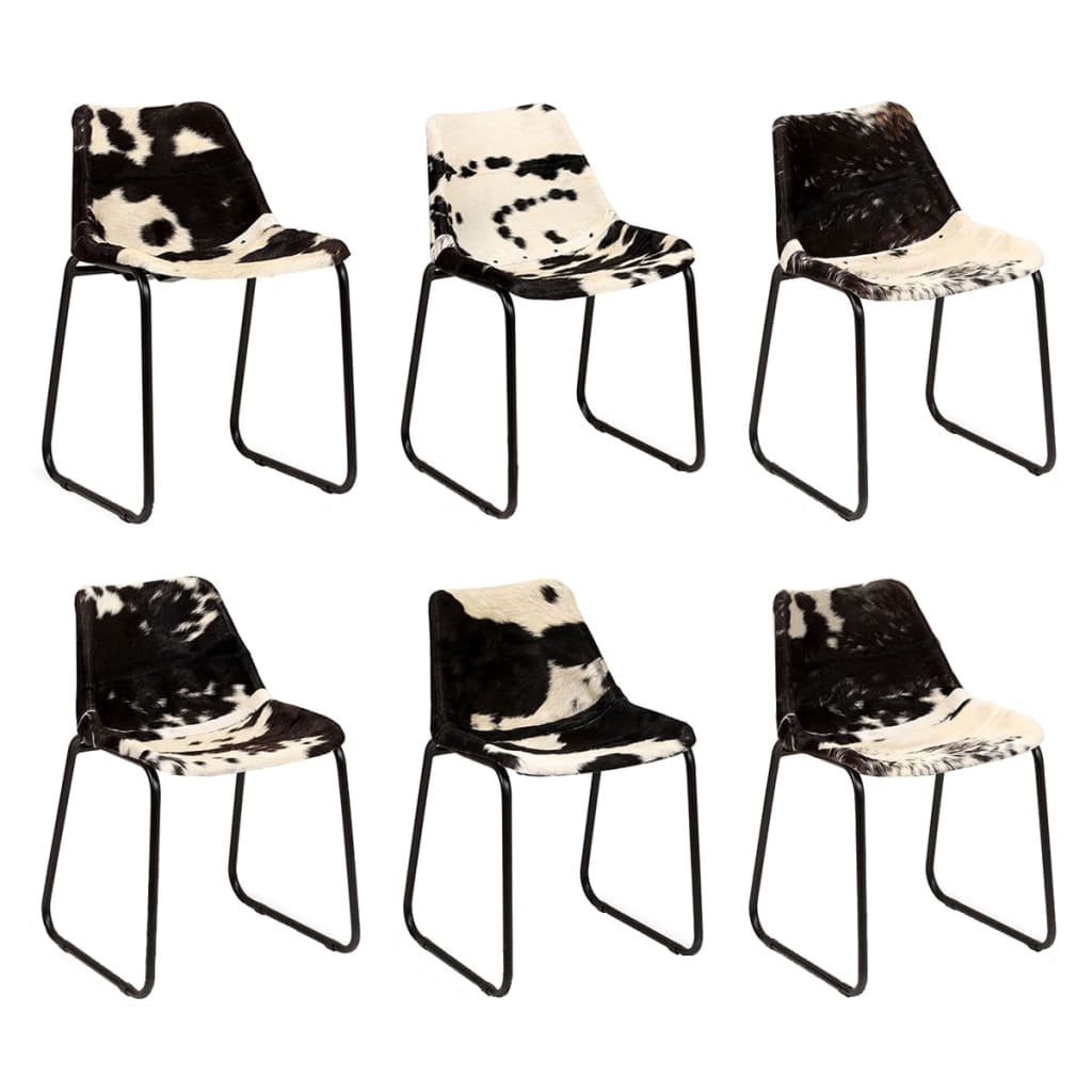 Chaise de salle à manger en peau de chèvre véritable 6 pcs