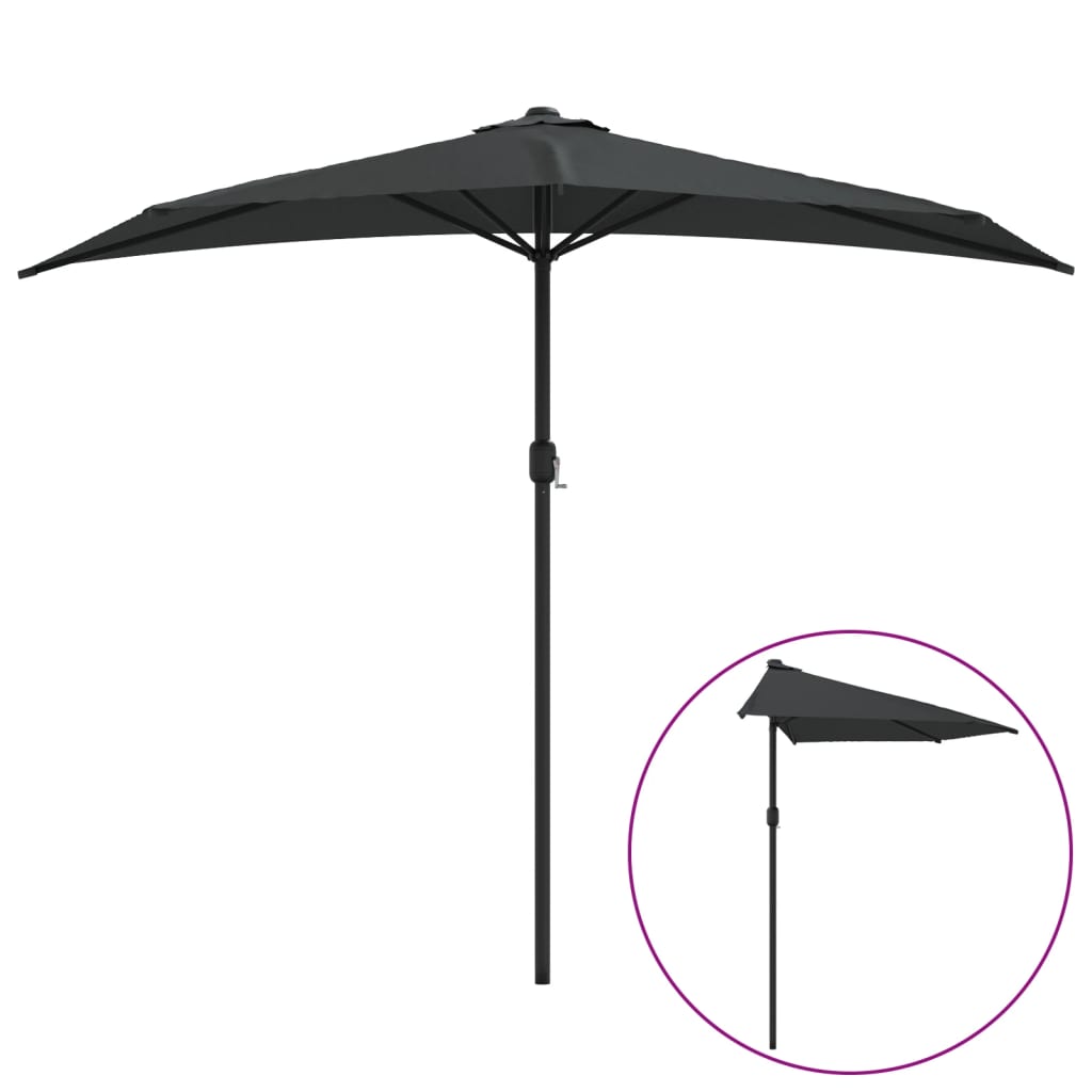 Balkonparasol half met aluminium paal 270x144x222 cm terracotta